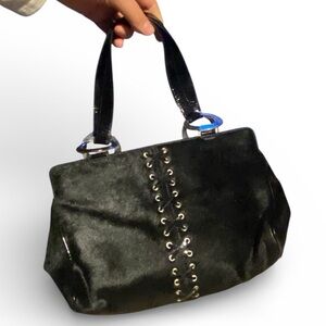 Versace Black Shoulder Bag with Silver Accents